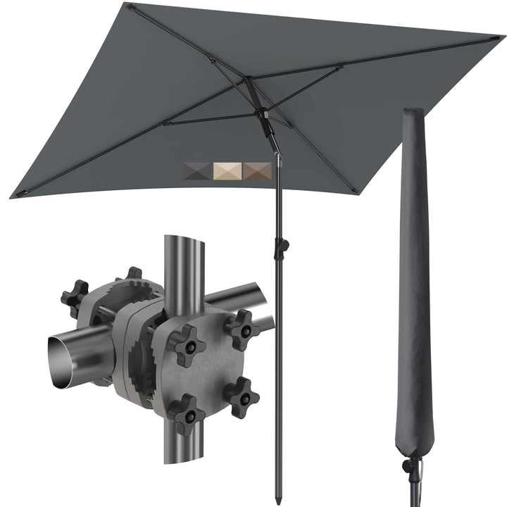 4smile Sonnenschirm Balkon SunnyShade, Sonnnenschutz Balkon SET 3-in-1, Anthrazit - UV50+ SunnyGuy S