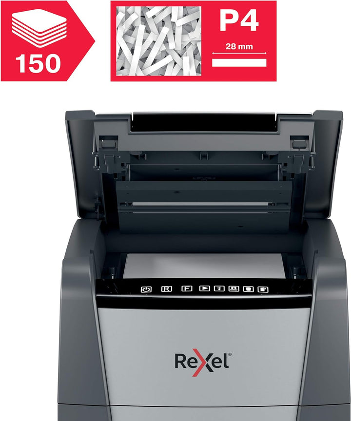 Rexel Optimum AutoFeed+ 150X Automatischer Aktenvernichter, 150 Blatt automatisch, Sicherheitsstufe