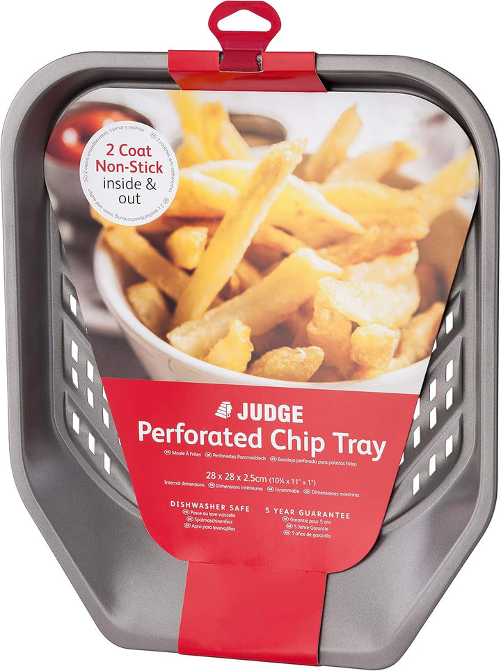 Judge Antihaft Pommes Backblech, Quadratisch, mit Perforiertem Boden, Spülmaschinenfest, 28 cm x 28