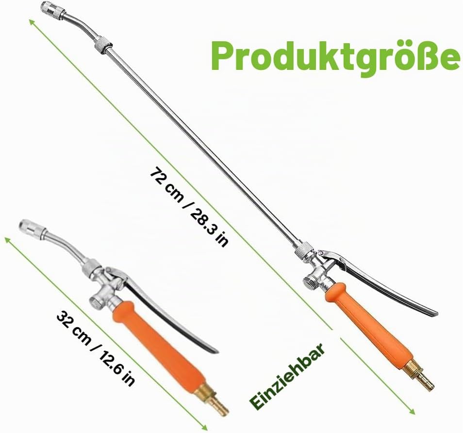 Sprühstab-Ersatz,72cm Verstellbarer Ersatz-Universal-Sprühstab mit 3 Düsentypen,Garten Giessstab Met