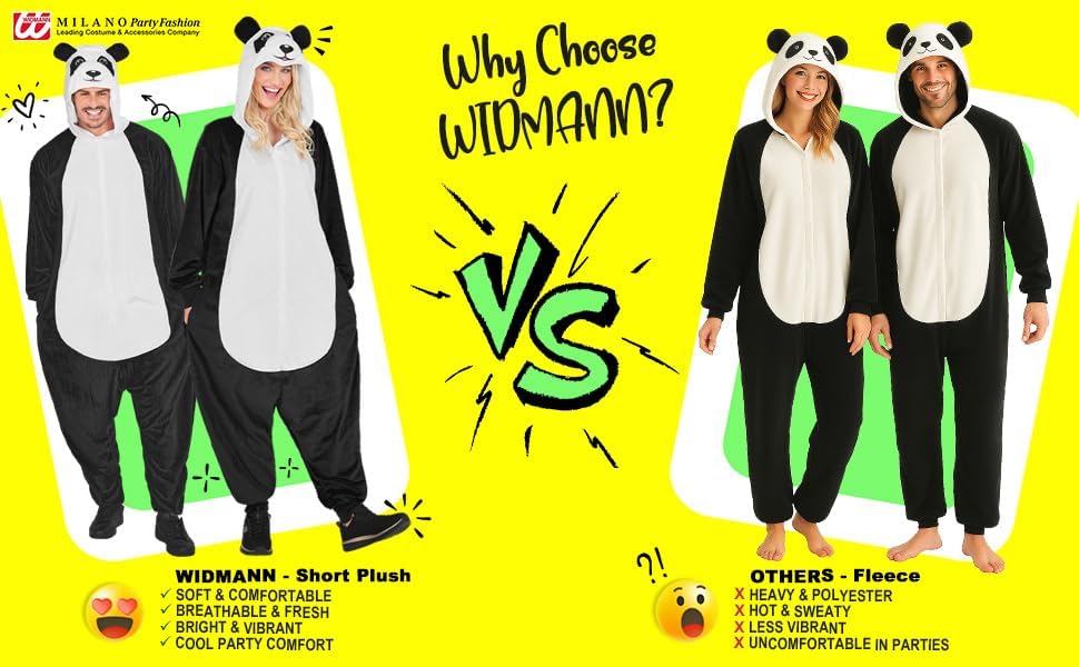 W WIDMANN MILANO Party Fashion - Tier Overall für Erwachsene, weicher Plüsch Jumpsuit mit Kapuze, Ti