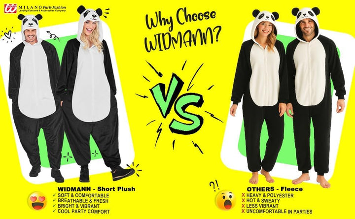 W WIDMANN MILANO Party Fashion - Tier Overall für Erwachsene, weicher Plüsch Jumpsuit mit Kapuze, Ti