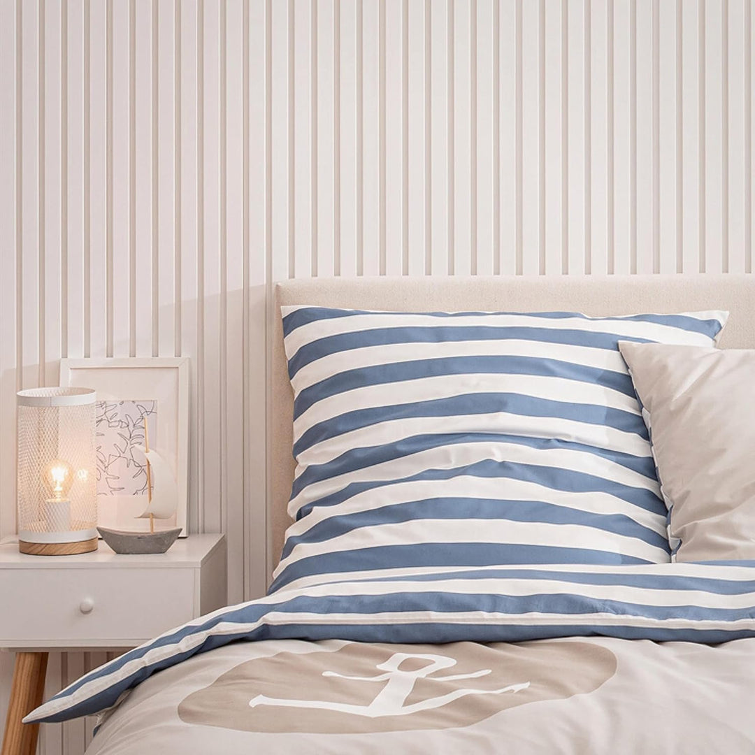 Anker Bettwäsche (4 - teilig Moin Moin) 135x200 + 80x80, Maritime Bettwäsche, Ferienhaus, Strandhaus