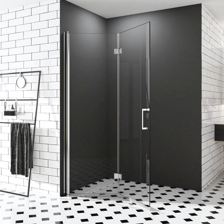 Walk in Duschwand, 120x195 cm Falttür Dusche Duschtrennwand 180° Duschwand 6mm ESG-Sicherheitsglas N