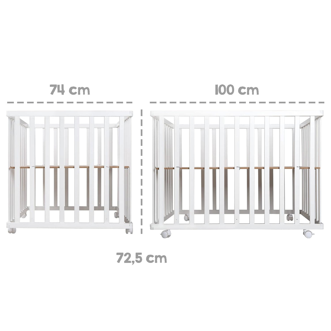 roba Laufgitter klappbar, Holz weiss, mit Einlage Little Stars, 74x100 cm, platzsparendes Spielgitte