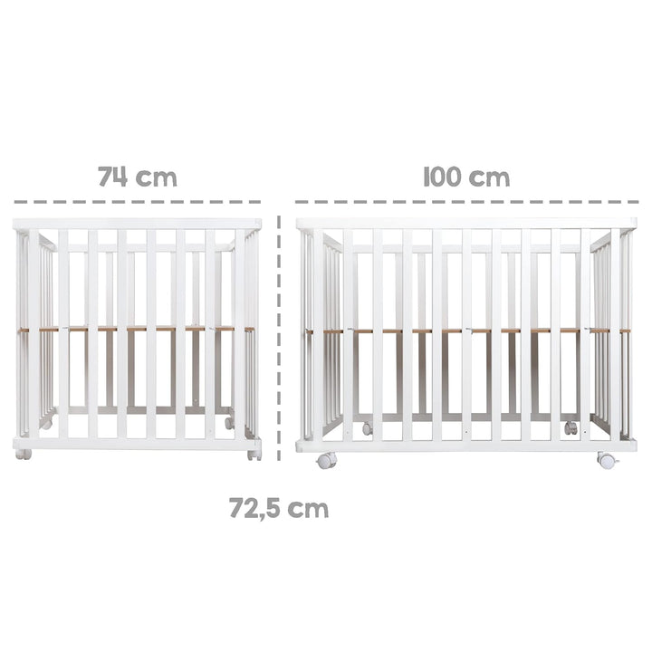 roba Laufgitter klappbar, Holz weiss, mit Einlage Little Stars, 74x100 cm, platzsparendes Spielgitte