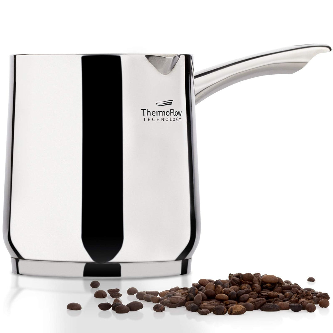 ROSMARINO Edelstahl-Induktions-Mokka-Kanne 900 ml - Moderne Türkische Cezve-Kaffeekanne mit 3-lagige