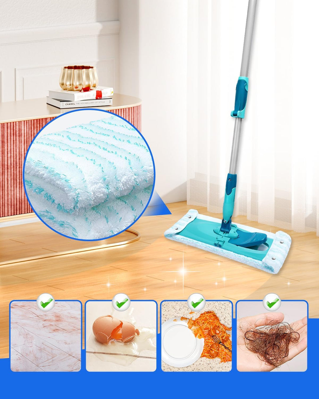 KEEPOW 4 Wischbezug CLEAN Twist XL Micro Duo für Leifheit Combi XL Micro Duo, Wiederverwendbar Boden