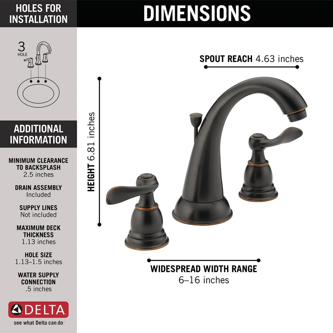 Delta FAUCET Windemere Badezimmerarmatur mit 2 Griffen, mit Metallablauf NULL Oil-Rubbed Bronze, Oil
