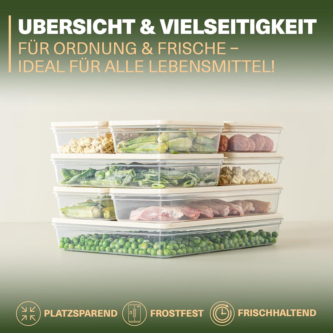 Viwares Stapelbare Gefrierdosen 10er Set, Gefrierfach & Kühlschrank Organizer mit Deckel, Frostfest