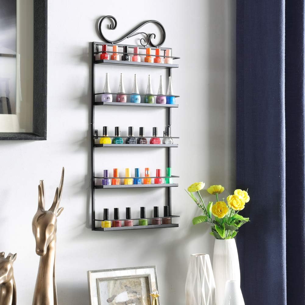 5-Tier Nagellack Regal Metall Kosmetik Aufbewahrung Nagellackregal Wandregal für Tonie Ätherisches Ö