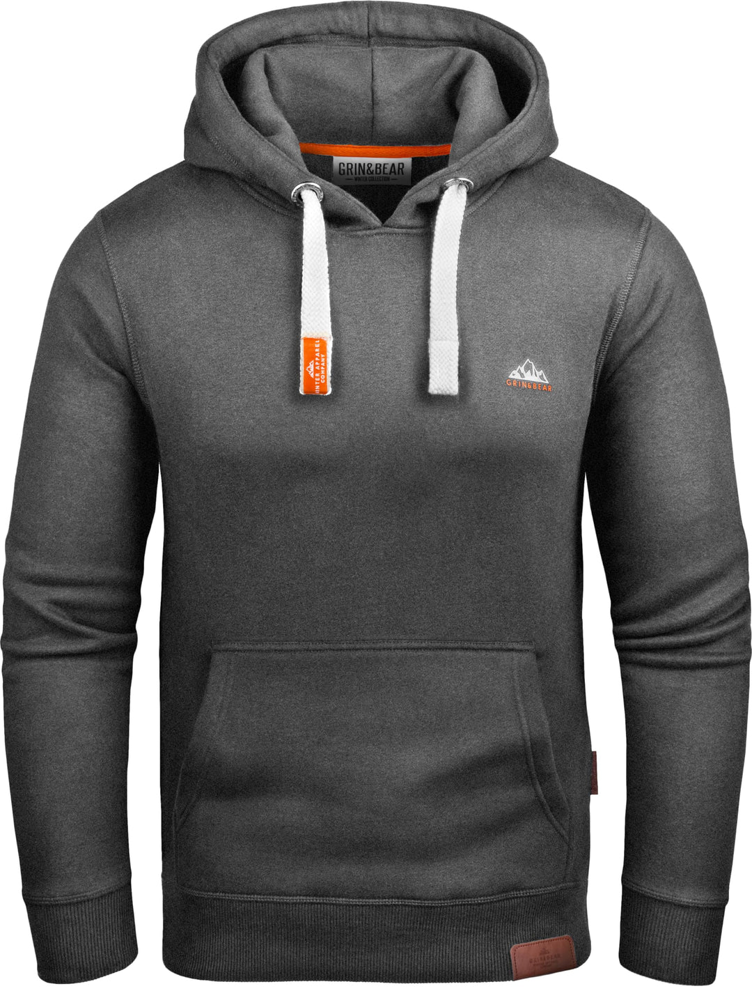 Grin&Bear Schwerer Herren Kontrast Cross Over Kapuzenpullover Kapuzenjacke Hoodie mit Kapuze GEC023