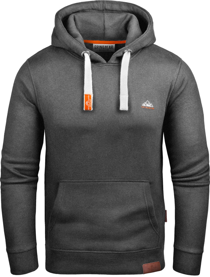 Grin&amp;Bear Schwerer Herren Kontrast Cross Over Kapuzenpullover Kapuzenjacke Hoodie mit Kapuze GEC023