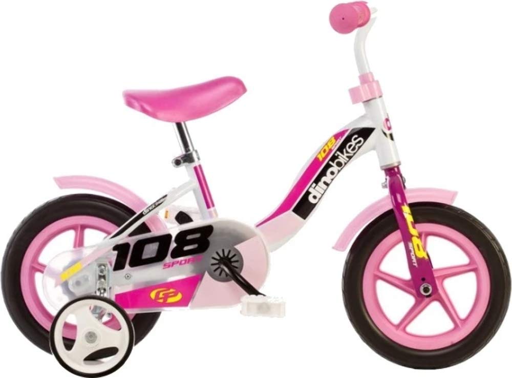 Kinderfahrrad Mädchen 10 Zoll ohne Bremsen Fester Zahnkranz Stabilitätsräder Weiss Rose