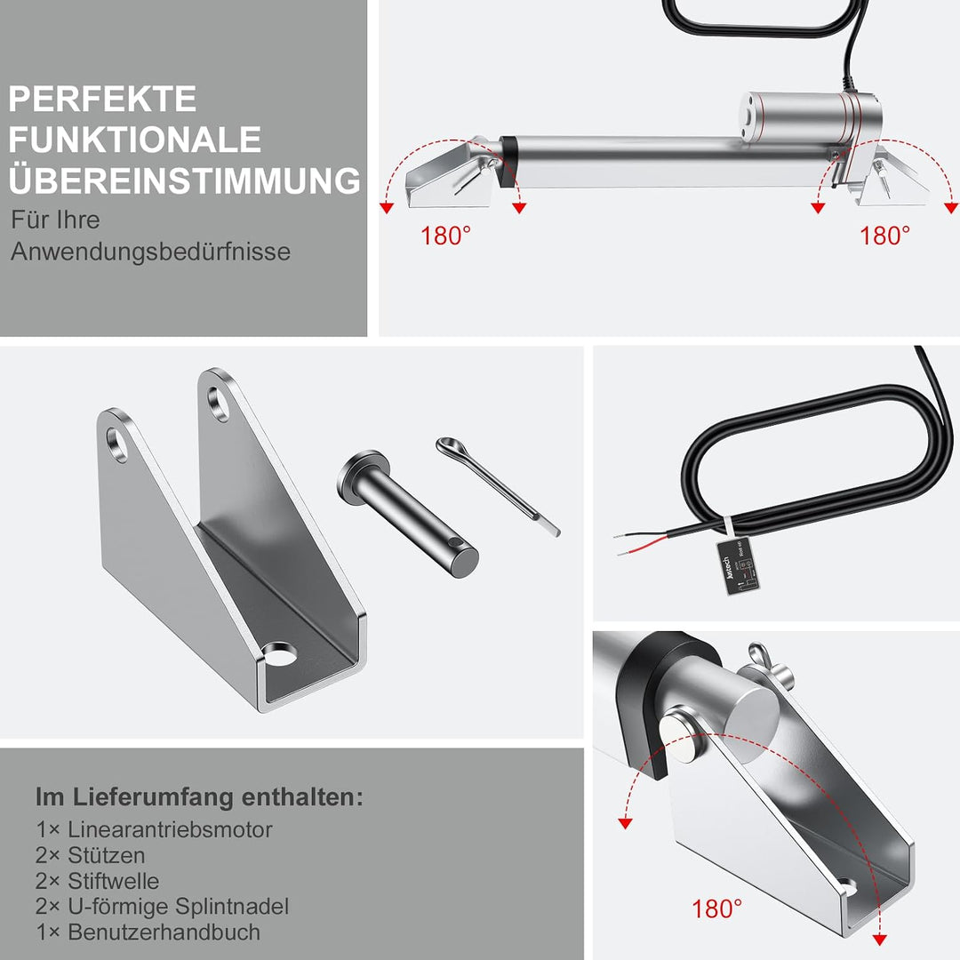 Justech Lineartechnik Aktuatoren Linear Actuator 200mm Linearantrieb 1500N/330 LBS IP65 10mm/s Motor