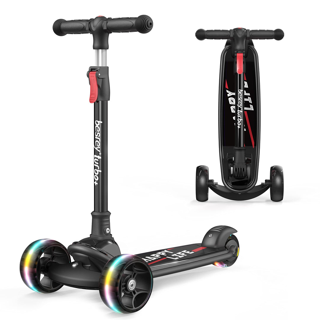 besrey Kinder-Scooter – Big Wheels Faltbarer Tretroller mit blinkenden LED-Lichtern für Jungen und M