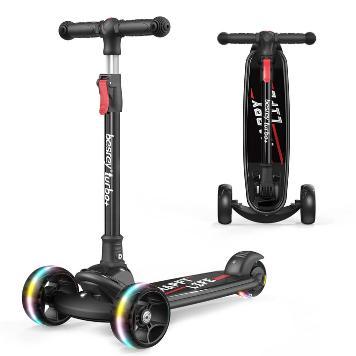 besrey Kinder-Scooter – Big Wheels Faltbarer Tretroller mit blinkenden LED-Lichtern für Jungen und M