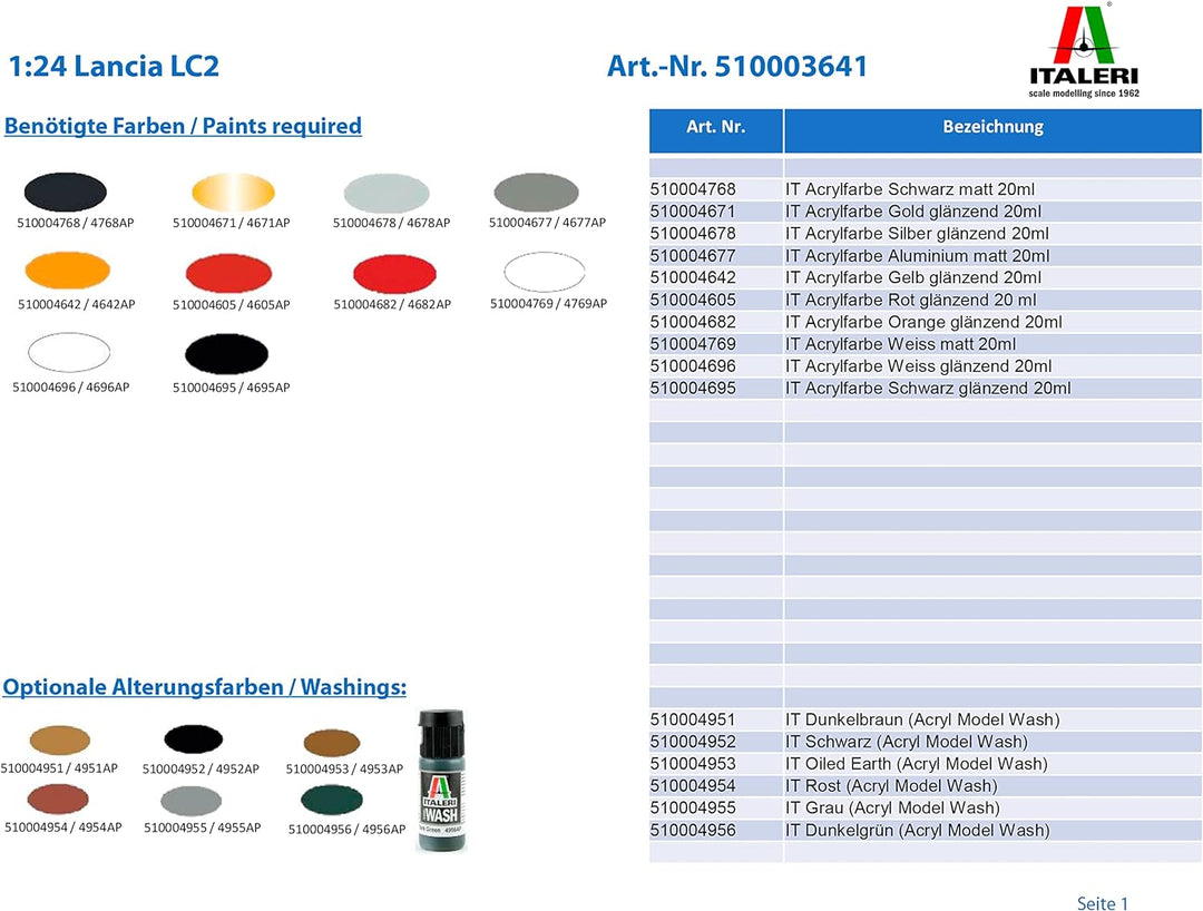 Italeri IT3641 3641S 1:24 Lancia LC2, originalgetreue Nachbildung, Modellbau, Basteln, Hobby, Kleben