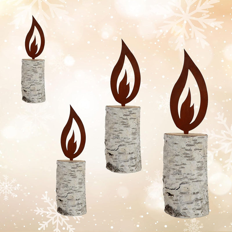 Rostikal 5 er Set Rost Deko Flamme Edelrost 16,5 cm gross Rostige Weihnachtsdeko Kerze Advent Kerzen