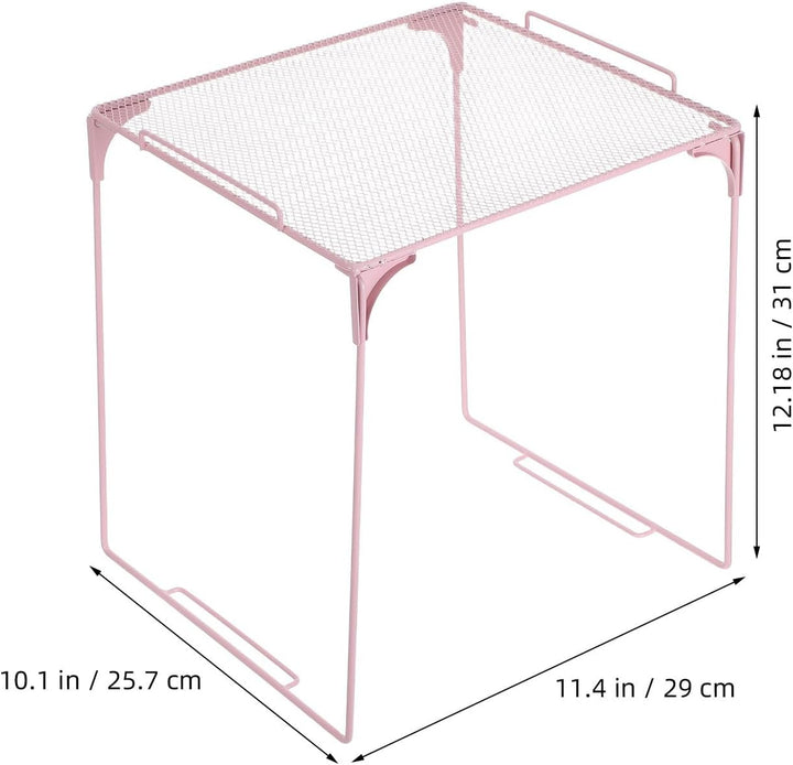 Rosa Metall Organizer Regal, Stapelbar und Klappbar mit Mesh Fächern