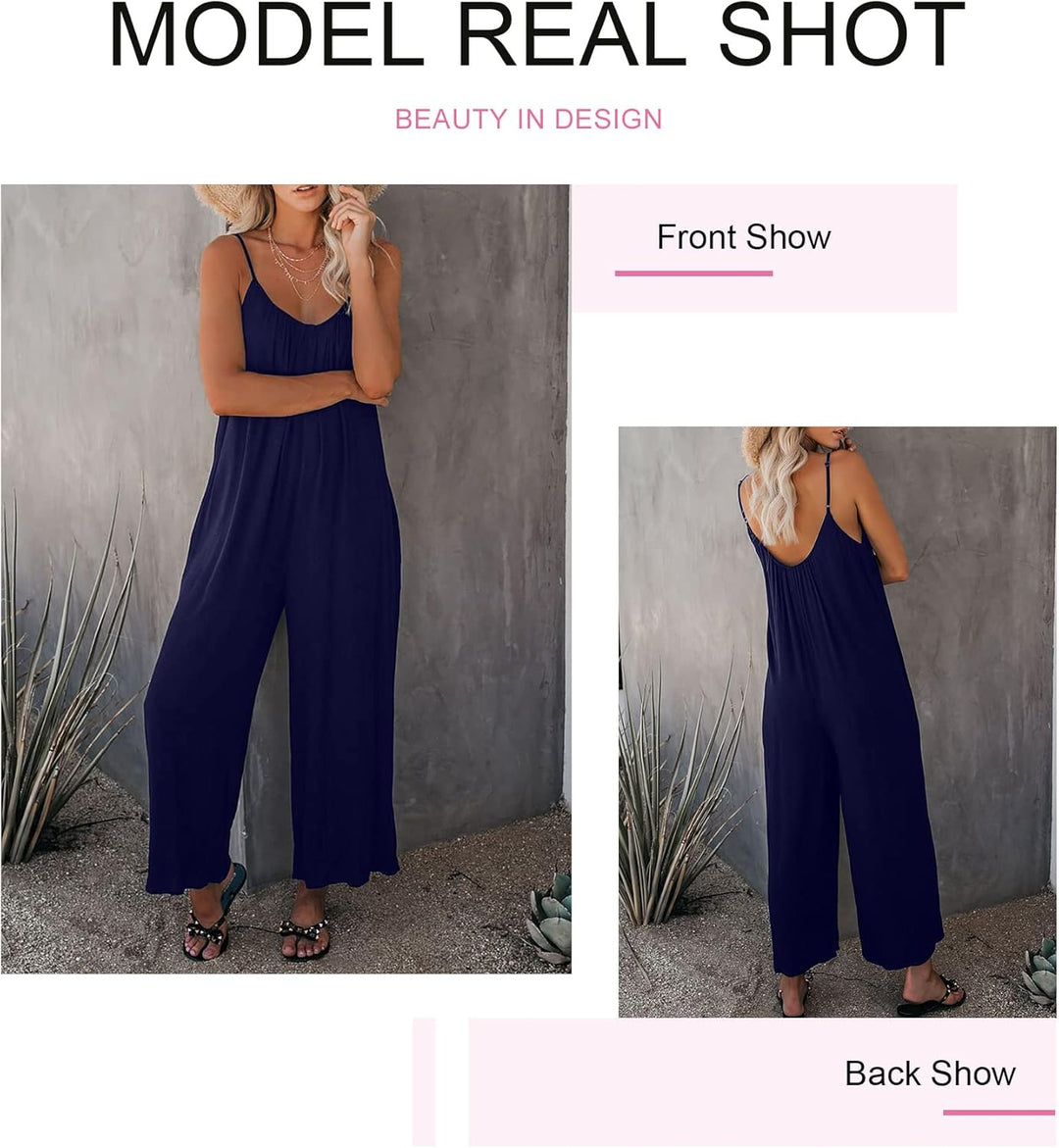 Dokotoo Damen Jumpsuit Ärmellos Jumpsuit Casual Overall Sexy Hosenanzug V-Ausschnitt Playsuit Sommer