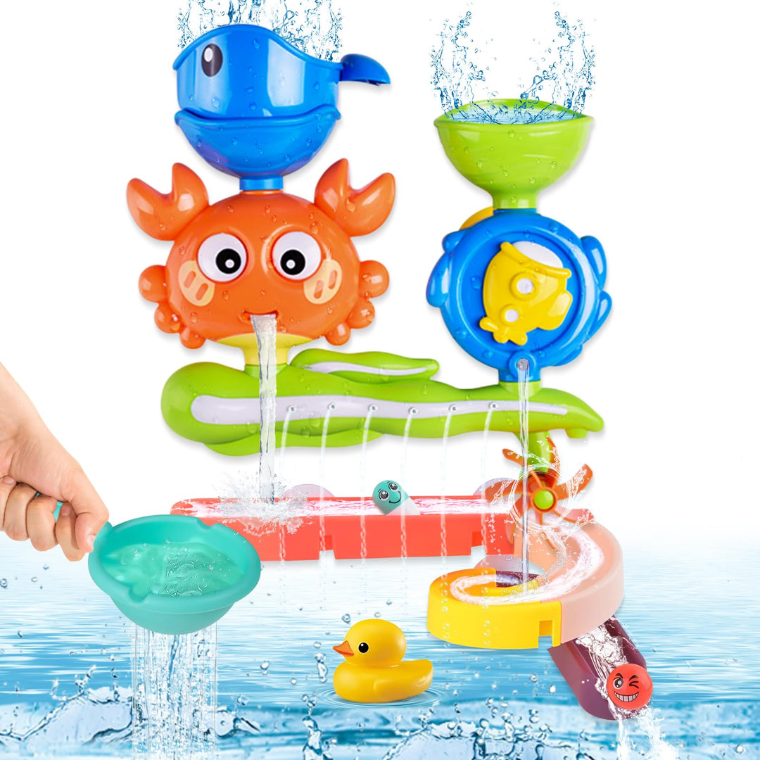 Badewannenspielzeug ab 1 2 3 4 Jahr,DIY Badespielzeug baby ab 1jahr mit Kugelbahn &amp; Saugnäpfen,Wasse