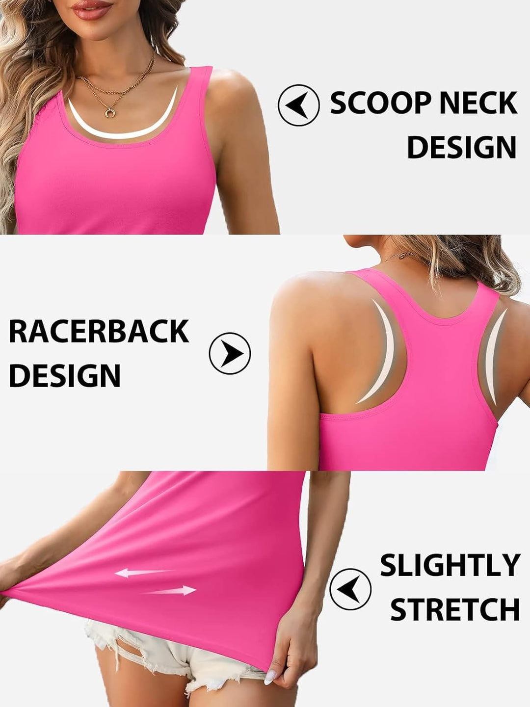 Charmo Unterhemd Damen BH-Hemd Basic Racerback Tank Tops mit Regal-BH Baumwoll Stretch eng Top Slim