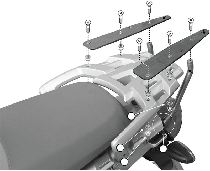 Topcase Träger schwarz Monokey Koffer mit M5 Platte oder Max. Zuladung 6 kg passend für BMW R 1200 G