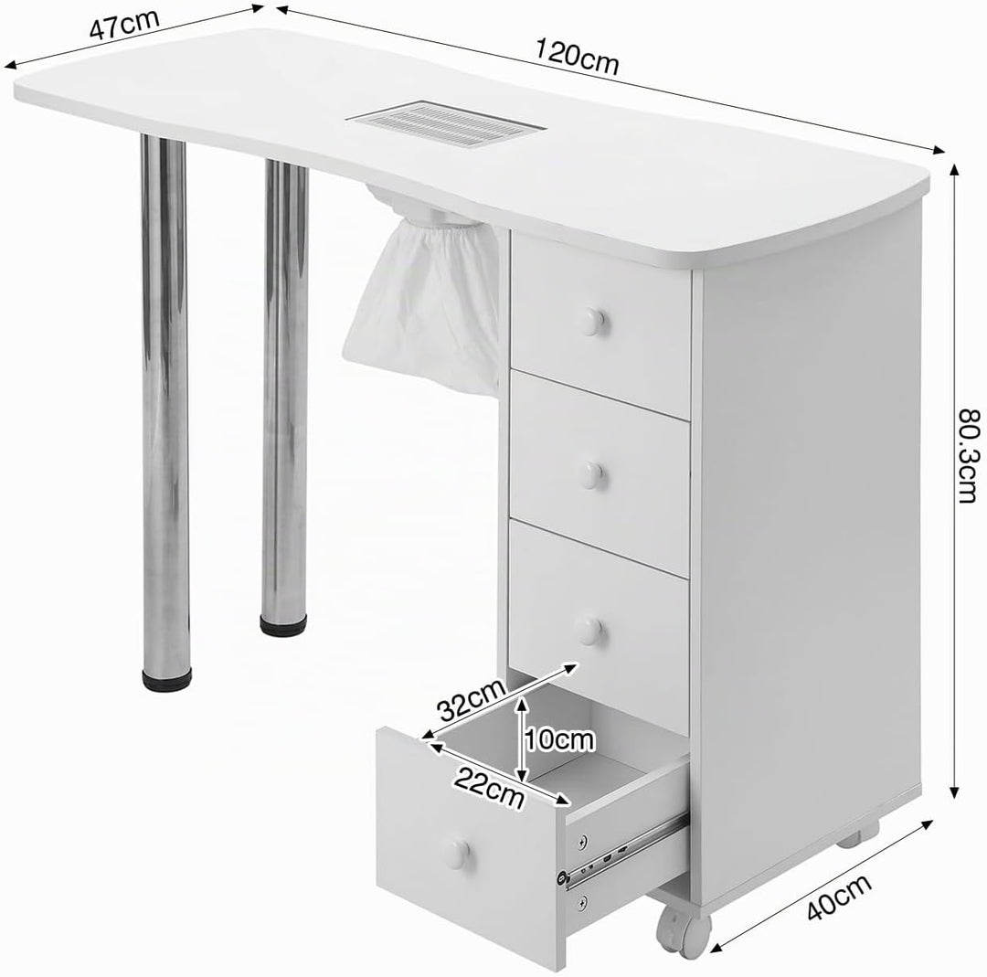 Weisser Maniküre-Tisch mit Schubladen-Staubsammler Handgelenkauflage Armlehne Salon-Home Use Stil E,