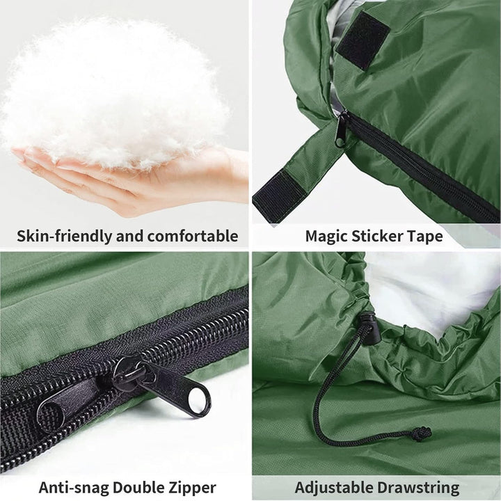 Schlafsack mit Kapuze, 3 Jahreszeiten, wasserdicht, warm, leicht, rechteckig, Umschlag, Camping, Sch