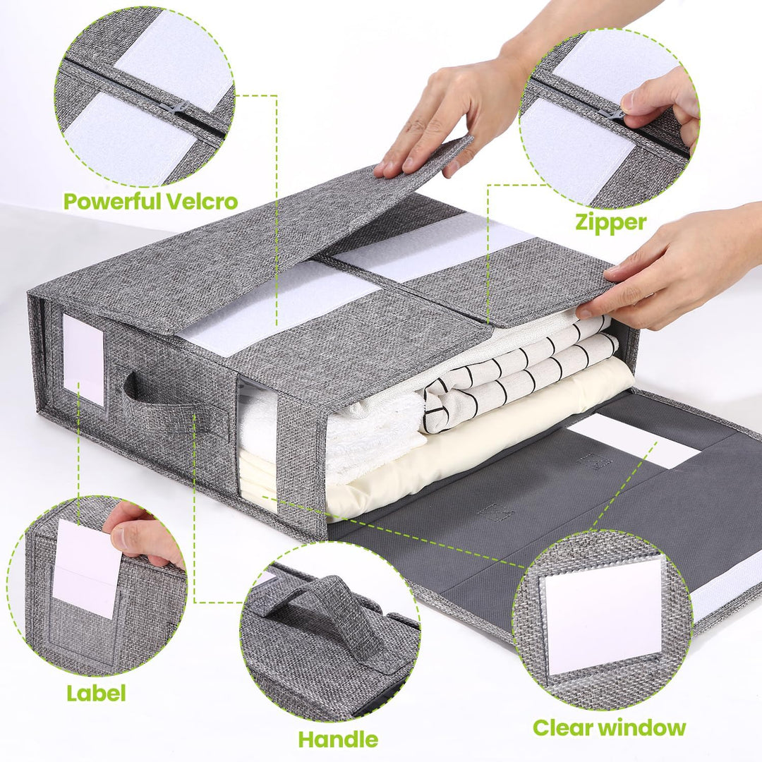 3 Stück Aufbewahrung Bettwäsche Organizer, Linen Bed Sheet Organiser Box, Faltbarer Aufbewahrungstas