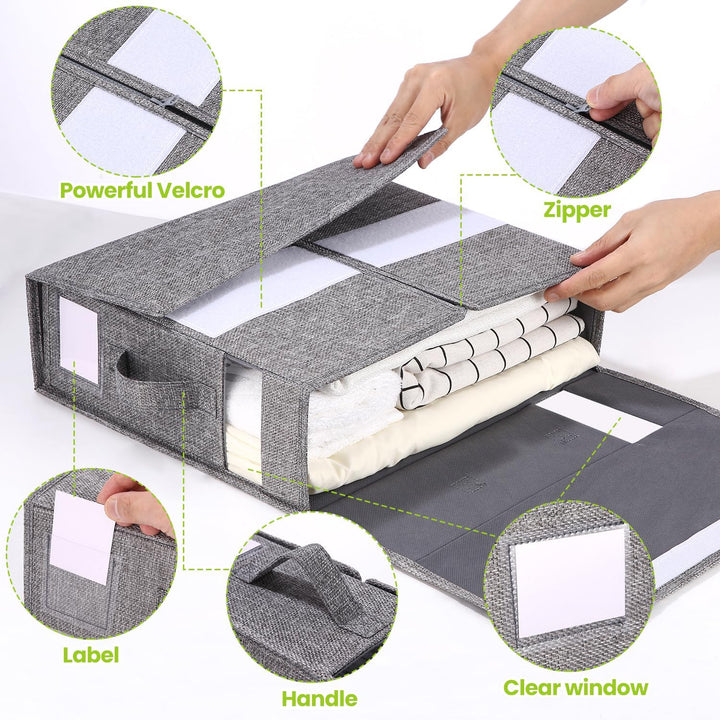 3 Stück Aufbewahrung Bettwäsche Organizer, Linen Bed Sheet Organiser Box, Faltbarer Aufbewahrungstas