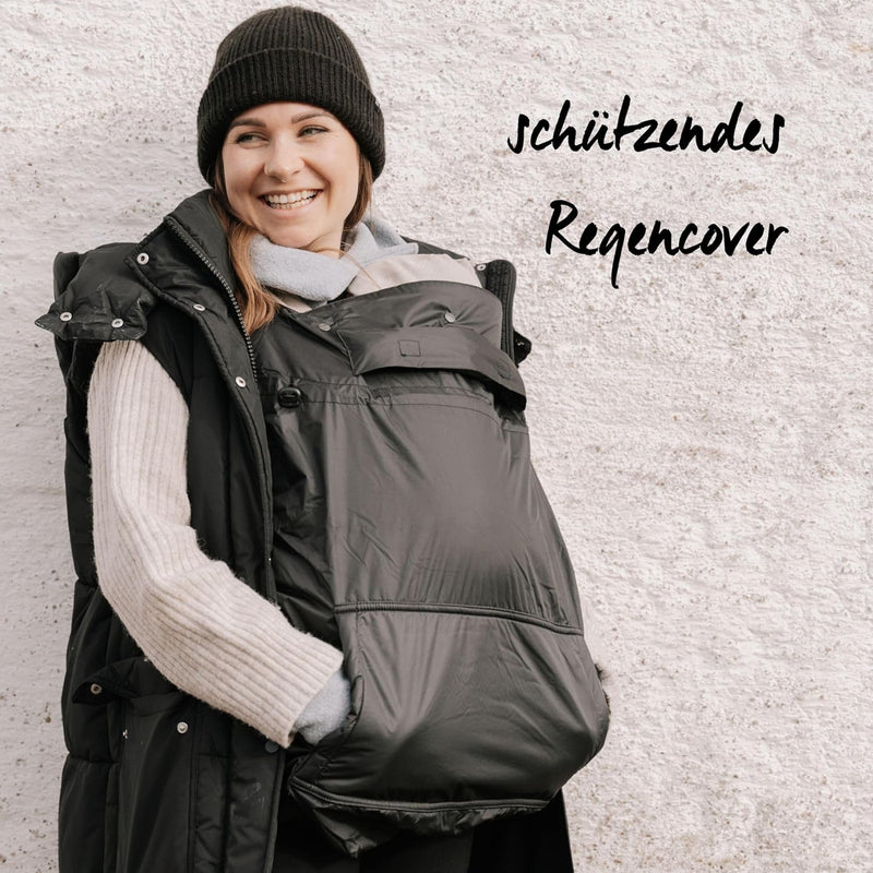 Hoppediz Fleece-Cover 3-in-1, wärmendes universal Tragecover für Babytrage und Tragetuch mit Regensc