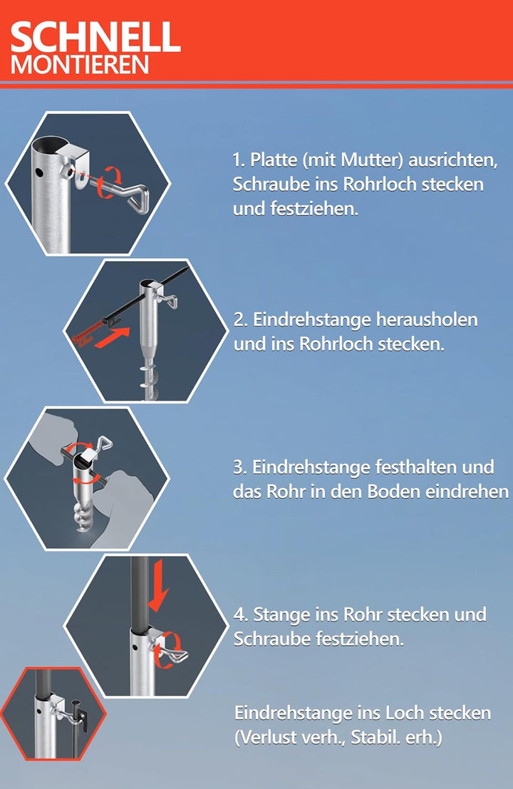 4smile Sonnenschirm Strand SET mit Eindrehbodenhülse, Ø 200 cm, Blau | Strandschirm Windfest Stabil