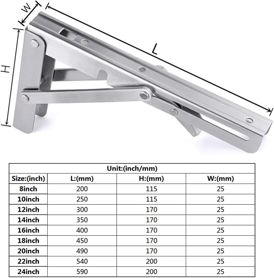 Toirxarn Klappkonsole 300mm Wand Klappkonsole Kapazität 150 kg 2 Stück - Rostfreier Stahl Schwerlast