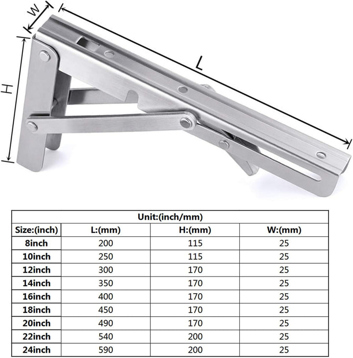 Toirxarn Klappkonsole 300mm Wand Klappkonsole Kapazität 150 kg 2 Stück - Rostfreier Stahl Schwerlast