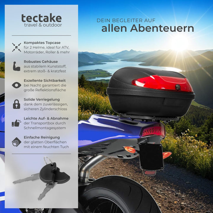 tectake® Motorradkoffer Topcase Roller | -Verschiedene Grössen- (Typ 2 | no. 401481), Typ 2 | No. 40