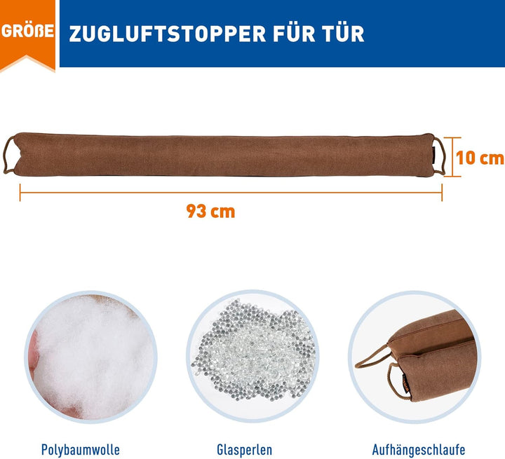 MAGZO Zugluftstopper für Türen 93 cm, Schwer Wärme Halten Windstopper Tür Energiesparen Türbodendich