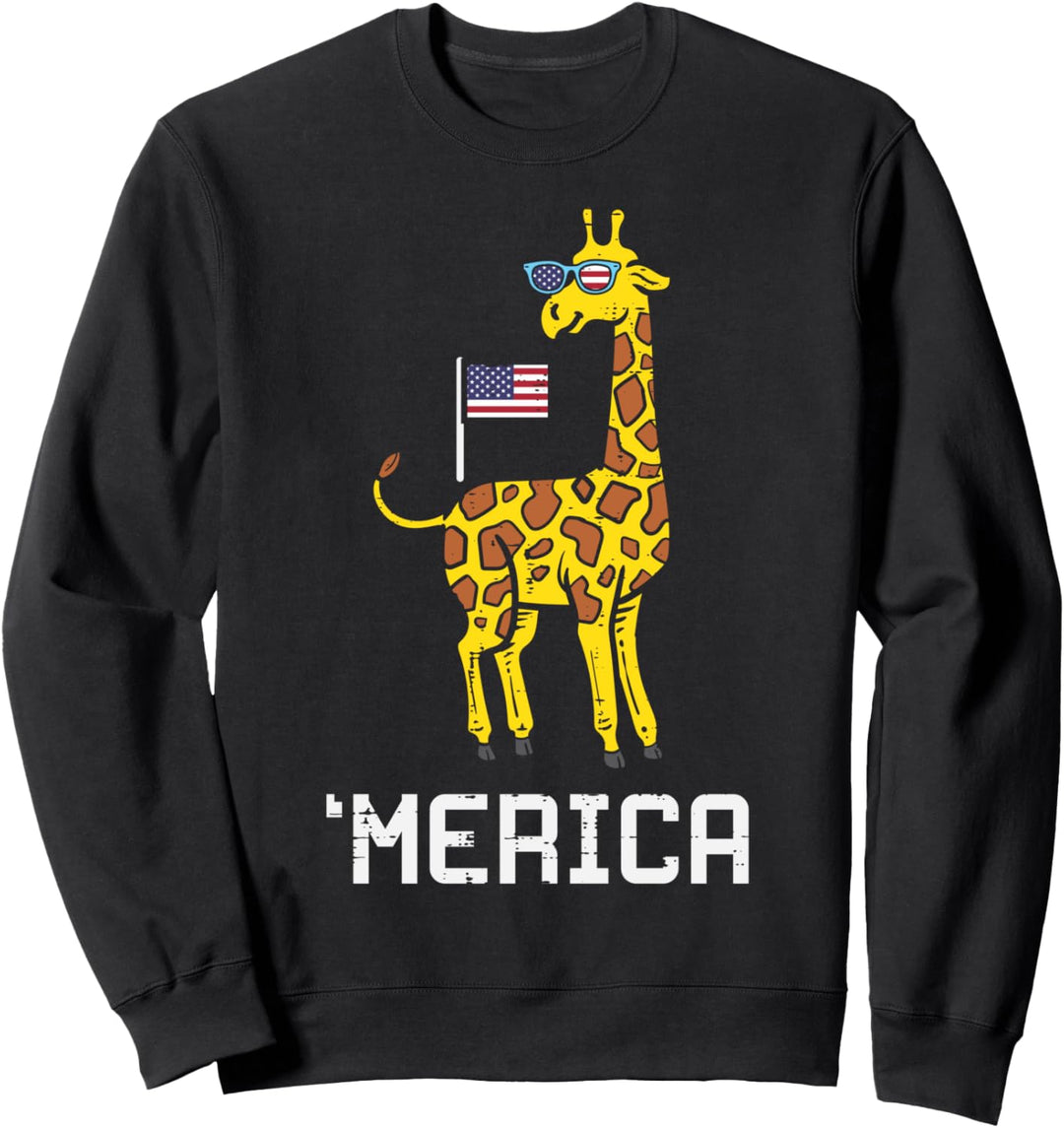 Merica Giraffe American Flag USA 4th Of July Fourth Animal Sweatshirt