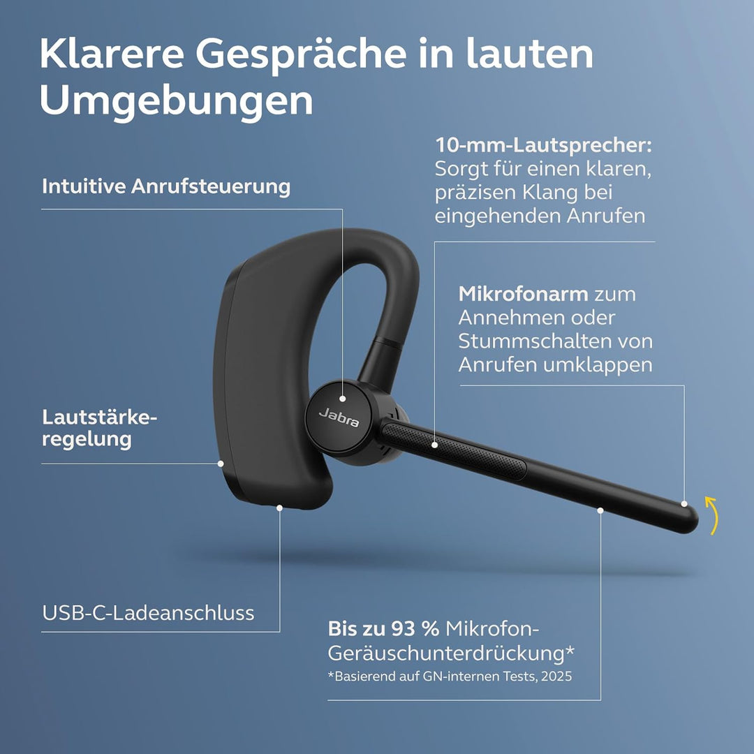 Jabra Perform Go 4 Mono Bluetooth Headset, Einohr-Wireless-Headset mit Dual-Mikrofon Geräuschunterdr