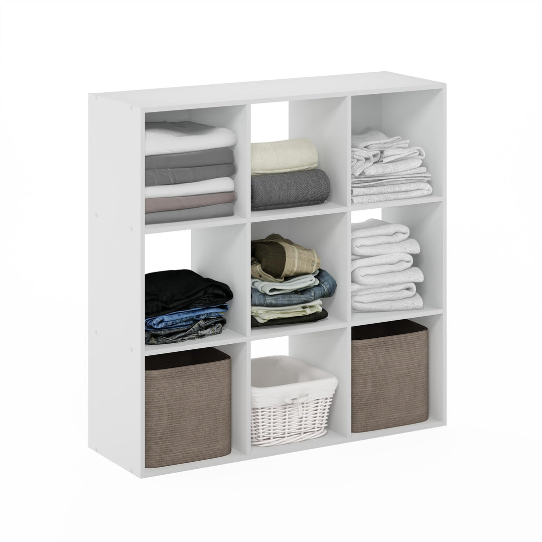 Furinno Pelli Kubisches Mehrzweck-Kleider- und Schrankaufbewahrungsregal, 9 Würfel, Weiss Weiss 9 Wü