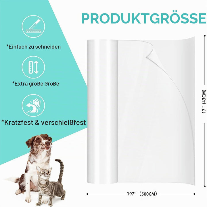 Uross Kratzschutz Sofa Katze, 5m x 43cm Katze Sofa Transparent Kratzschutzfolie Couch für Möbel von