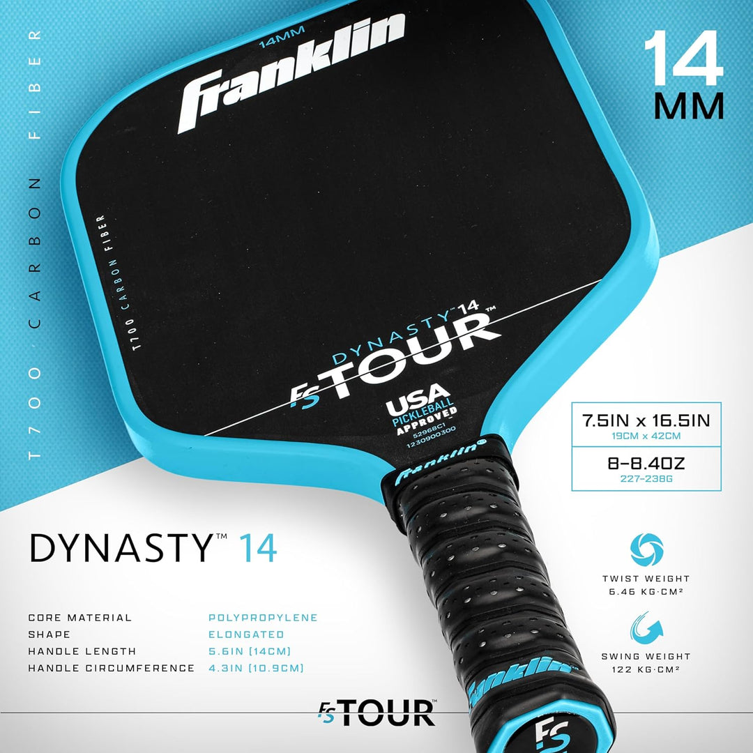 Franklin Sports Pro Pickleball Paddles - FS Tour Series Raw Carbon Fiber T700 - USA Pickleball Appro