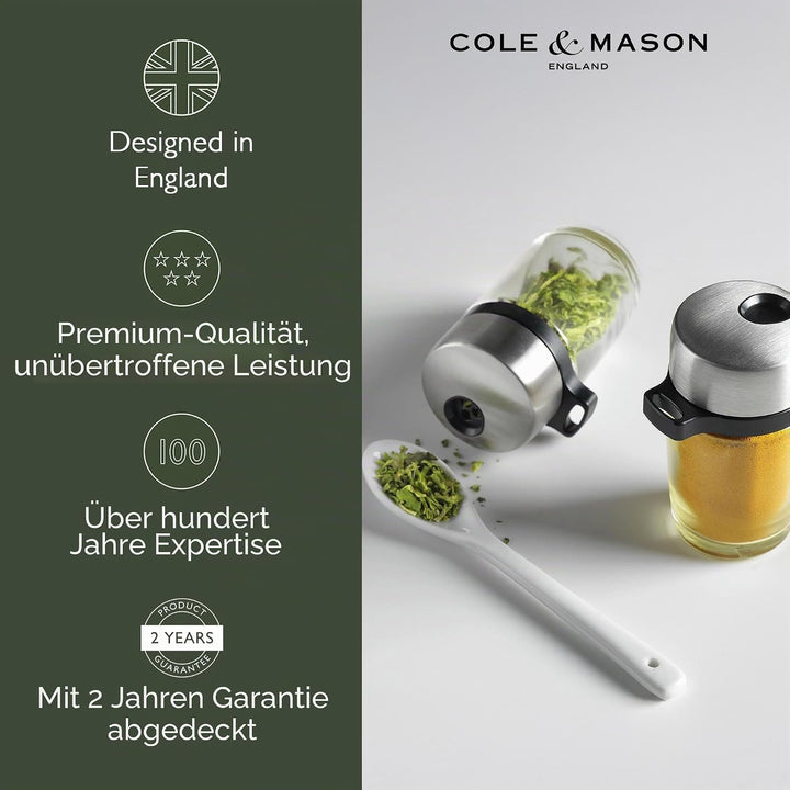 Cole &amp; Mason H121807 Cambridge Gewürzregal mit 8 Gewürzgläsern, 360 Gewürzkarussell/Gewürzregal Steh