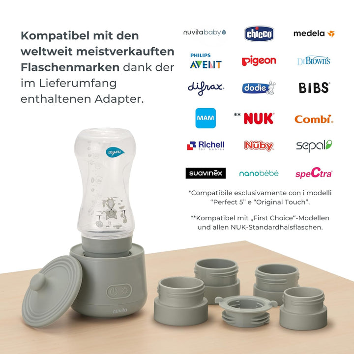 Nuvita 1162 Universeller Tragbarer Babyflaschenwärmer - Schnelles Erhitzen & Wärmespeicherung, 4 Tem