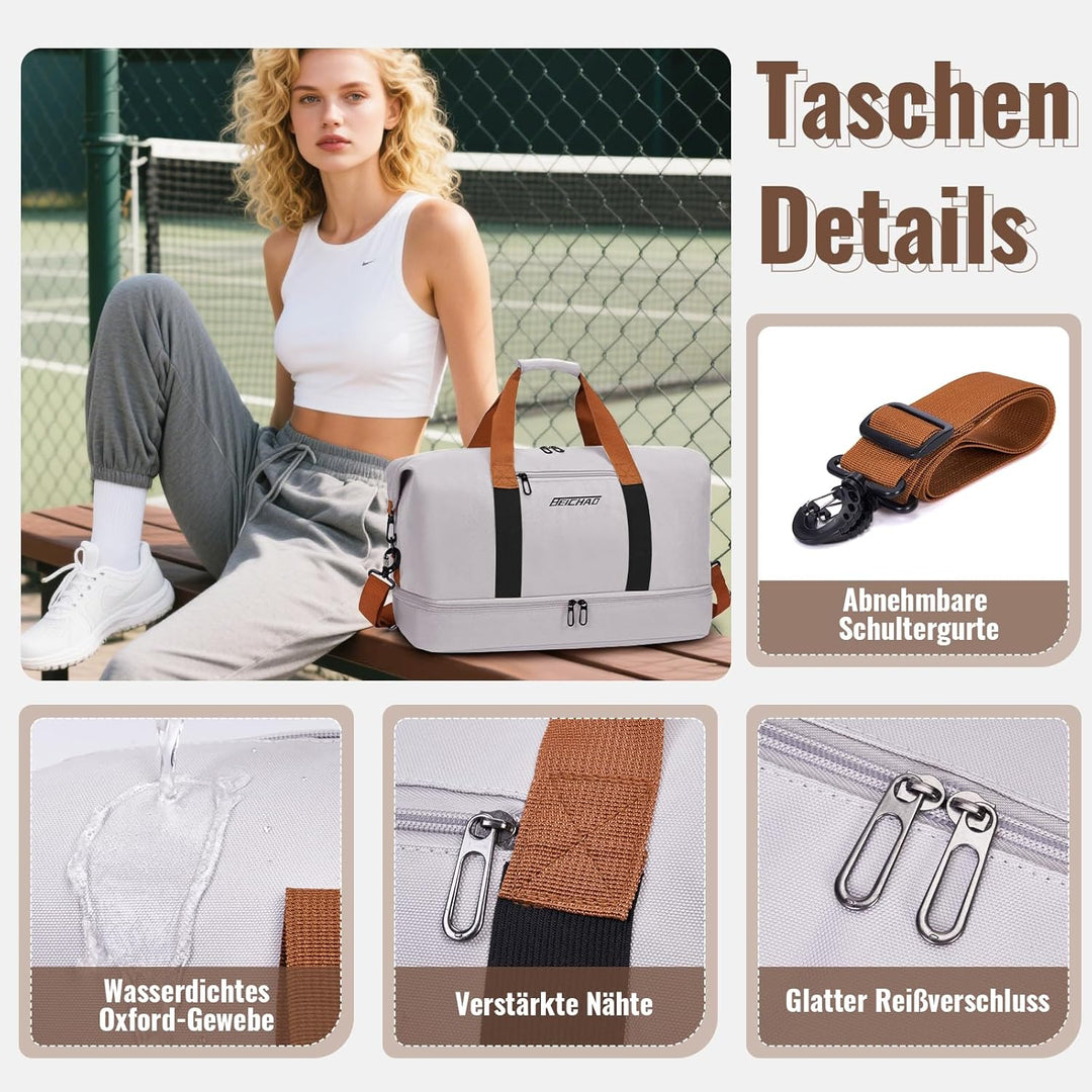 Sporttasche & Reisetasche für Damen und Herren - mit Schuhfach & Nassfach, Large Capacity Travel Bag
