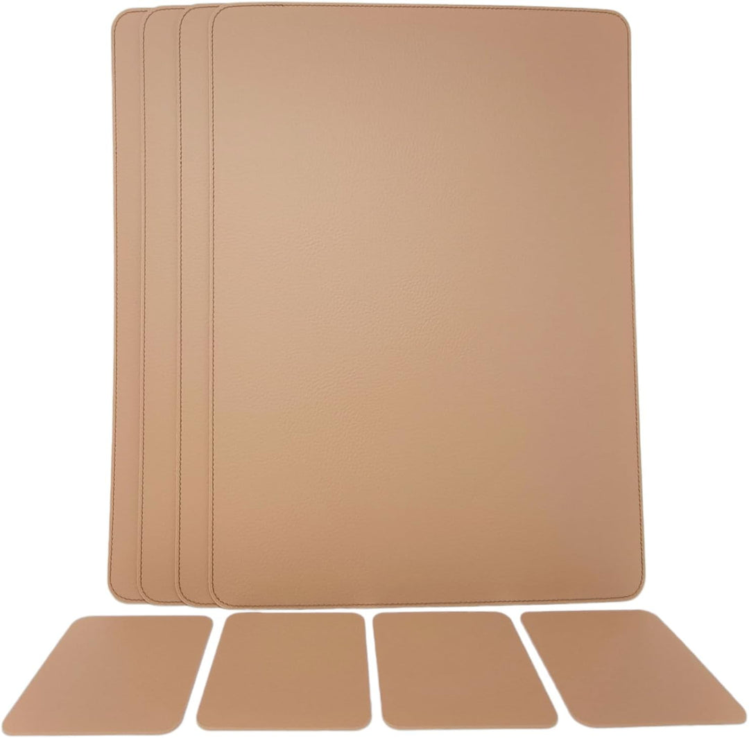 Nikalaz Platzsets und Untersetzer (4er Set) aus recyceltem Leder, Tischsets, 4 Stück Platzsets und 4