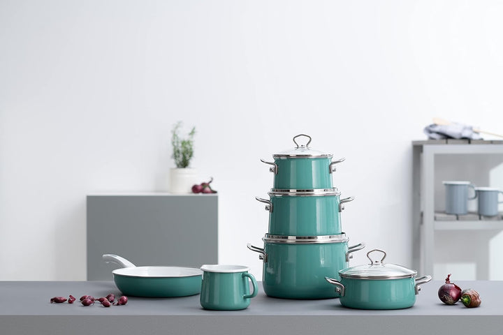 Riess, 0703-110, Fleischtopf mit Glasdeckel 20, Nouvelle - Nature Green EXTRA STARK, Durchmesser 20