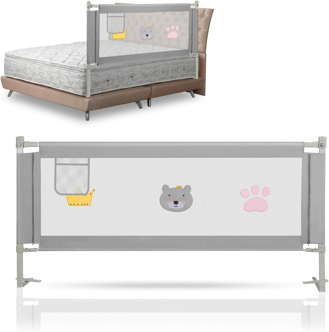 Eulenke 180cm Bettgitter, Bettschutzgitter für Kinderbett, Höhenverstellbar von 70-98cm, Rausfallsch