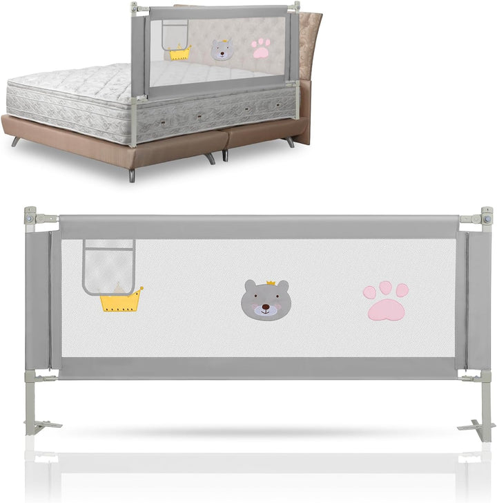 Eulenke Bettgitter, 2X 180cm und 1x 150cm Bettschutzgitter für Kinderbett, Höhenverstellbar von 70-9
